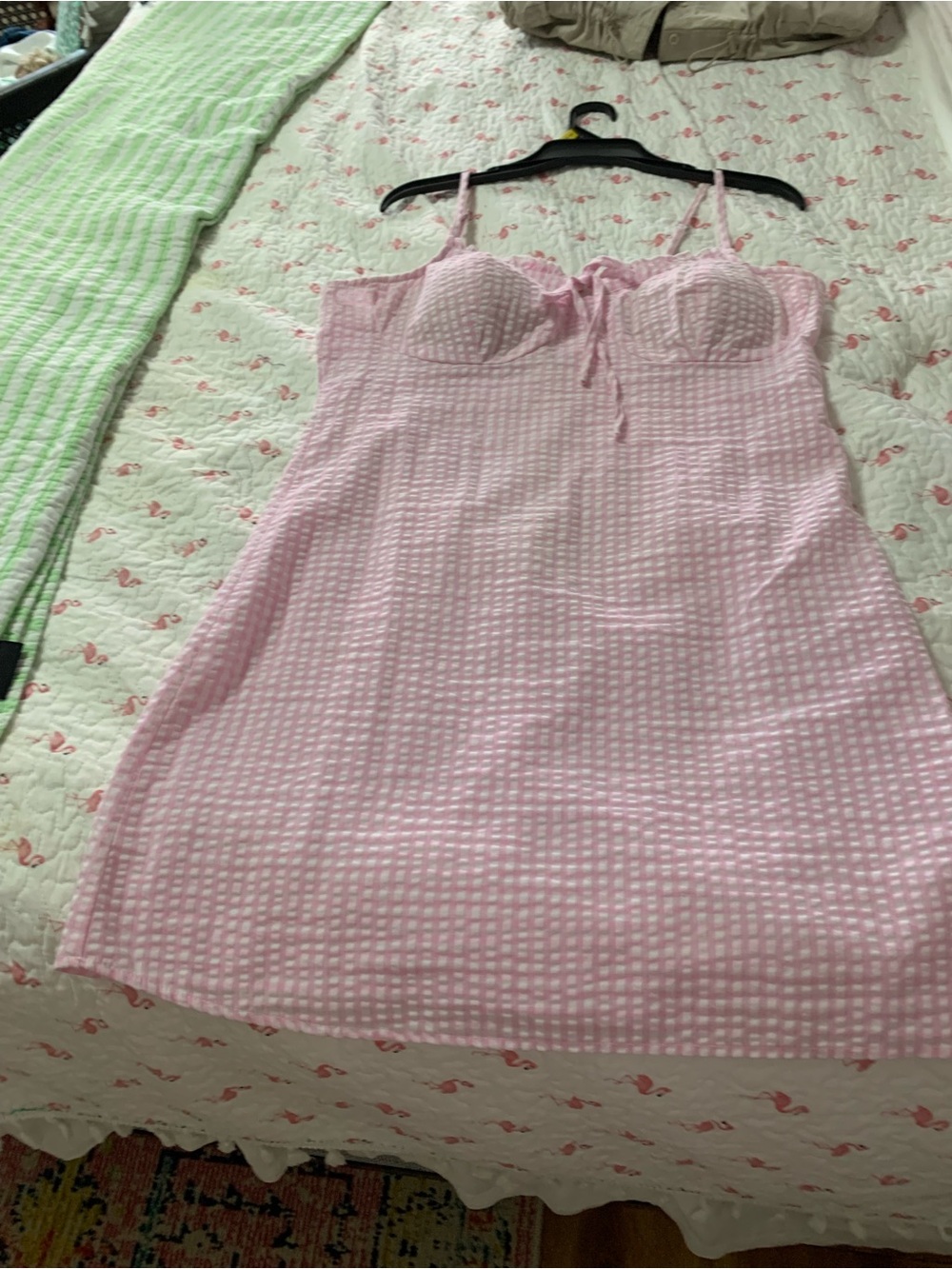 No Boundaries Pink Gingham Chemise with Built-In Cups
